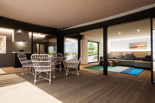 全天候型の食事スペースも完備